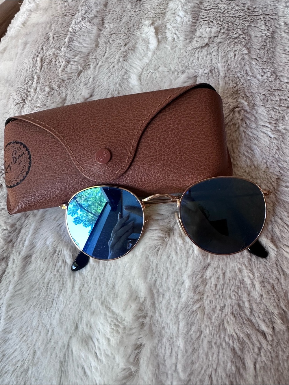 Round Blue Mirror Lens Sunglasses